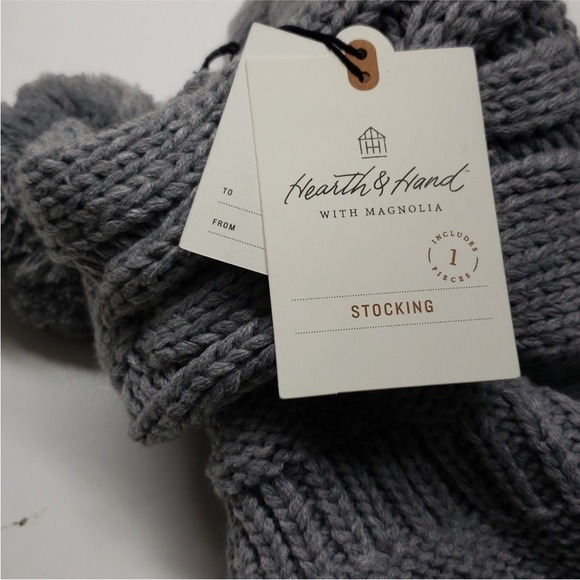 NEW! Gray Cable Knit Tassels Christmas Stockings - Hearth & Hand - Picture 4 of 5
